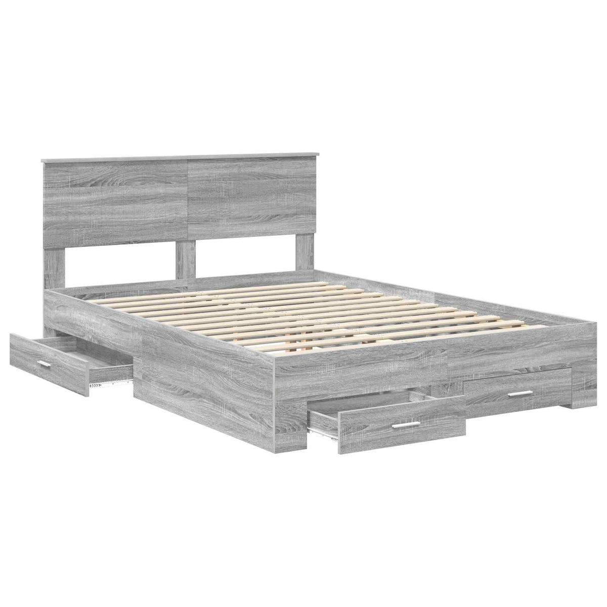 Bed Frame with Drawer 140 x 190 cm Engineered Wood Grey sonoma