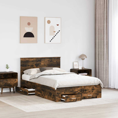 Bed Frame Engineered Wood Length 200 cm Smoked Oak 120 cm