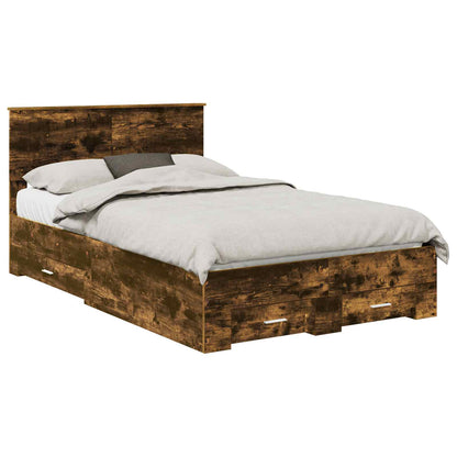 Bed Frame Engineered Wood Length 200 cm Smoked Oak 120 cm