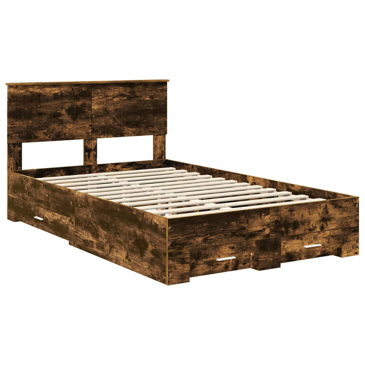 Bed Frame Engineered Wood Length 200 cm Smoked Oak 120 cm