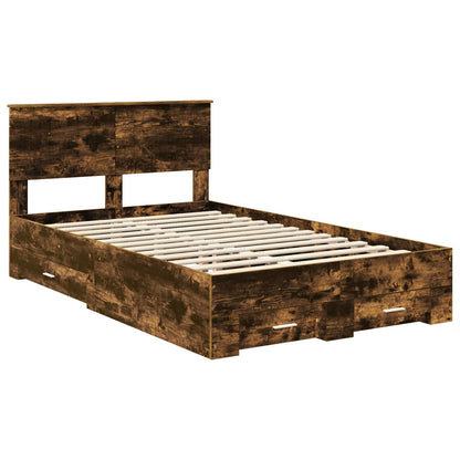 Bed Frame Engineered Wood Length 200 cm Smoked Oak 120 cm