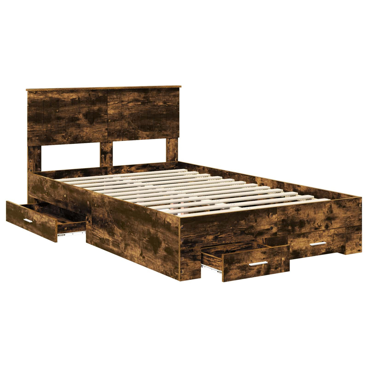 Bed Frame Engineered Wood Length 200 cm Smoked Oak 120 cm