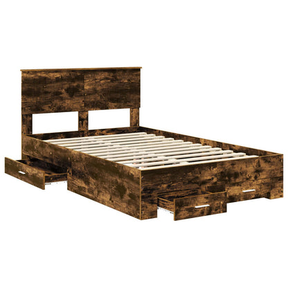 Bed Frame Engineered Wood Length 200 cm Smoked Oak 120 cm