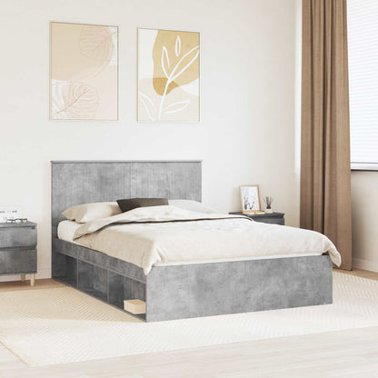 Bed Frame 140 x 200 cm Solid Pine Wood Concrete grey
