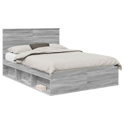Bed Frame 140 x 200 cm Solid Pine Wood Grey sonoma