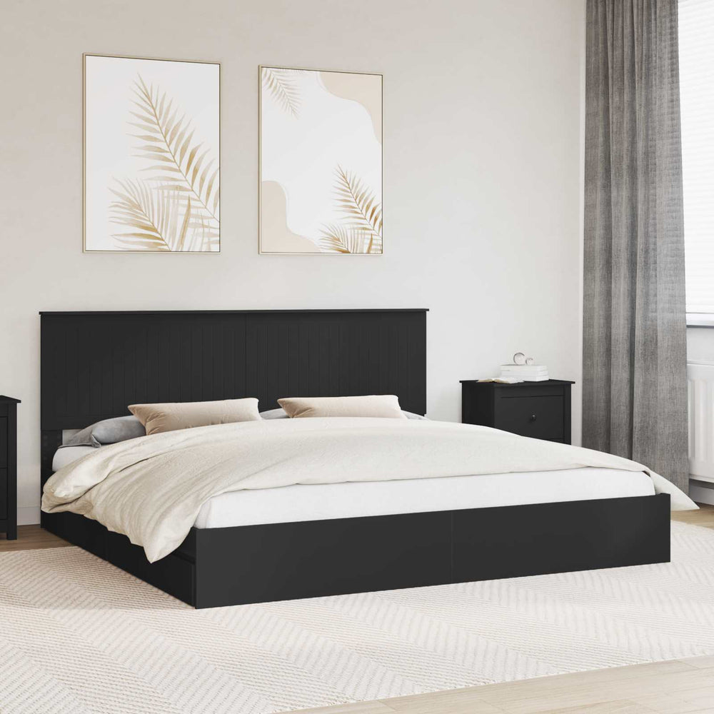 vidaXL Storage Bed with Drawer Black 200 x 200 cm Engineered Wood