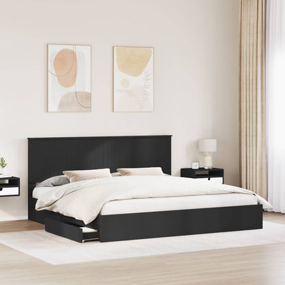 vidaXL Storage Bed with Drawer Black 200 x 200 cm Engineered Wood 3