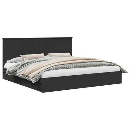 vidaXL Storage Bed with Drawer Black 200 x 200 cm Engineered Wood 2