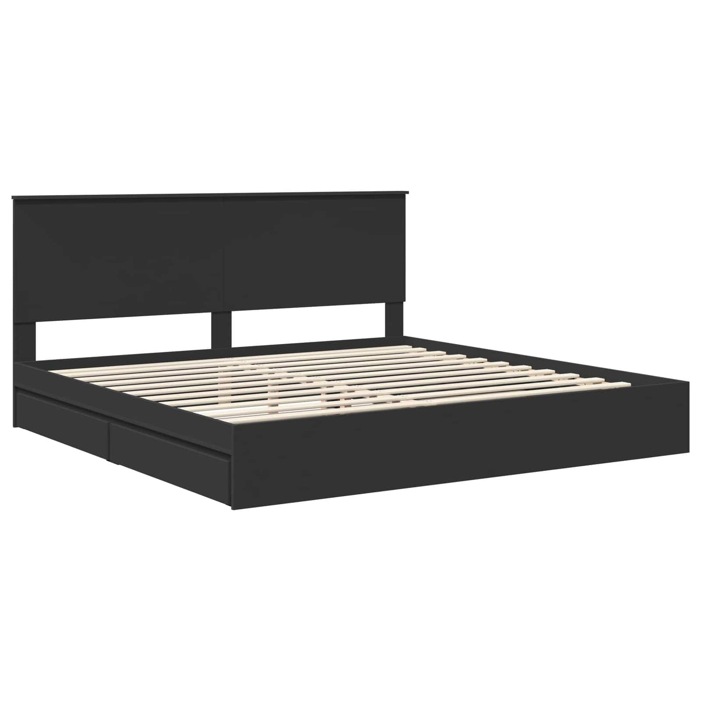 vidaXL Storage Bed with Drawer Black 200 x 200 cm Engineered Wood 4