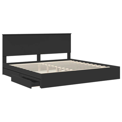 vidaXL Storage Bed with Drawer Black 200 x 200 cm Engineered Wood 5