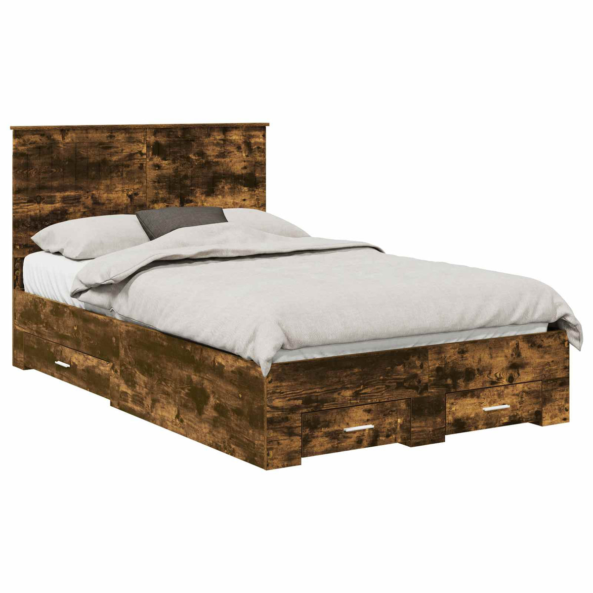 Bed Frame with Drawer Engineered Wood Length 200 cm Smoked Oak 120 cm