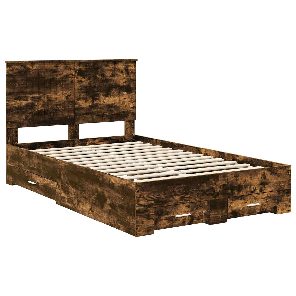 Bed Frame with Drawer Engineered Wood Length 200 cm Smoked Oak 120 cm