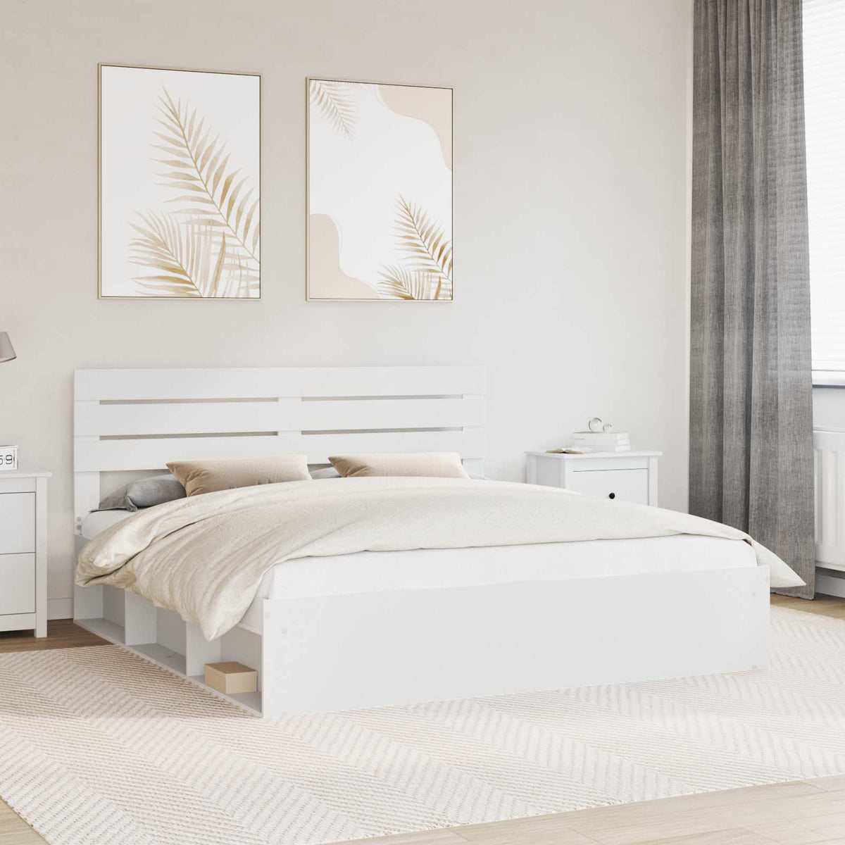 Bed Frame with Headboard Solid Pine Wood Length 200 cm White 180 cm