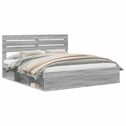 Bed Frame Solid Pine Wood Length 200 cm Grey Sonoma 180 cm