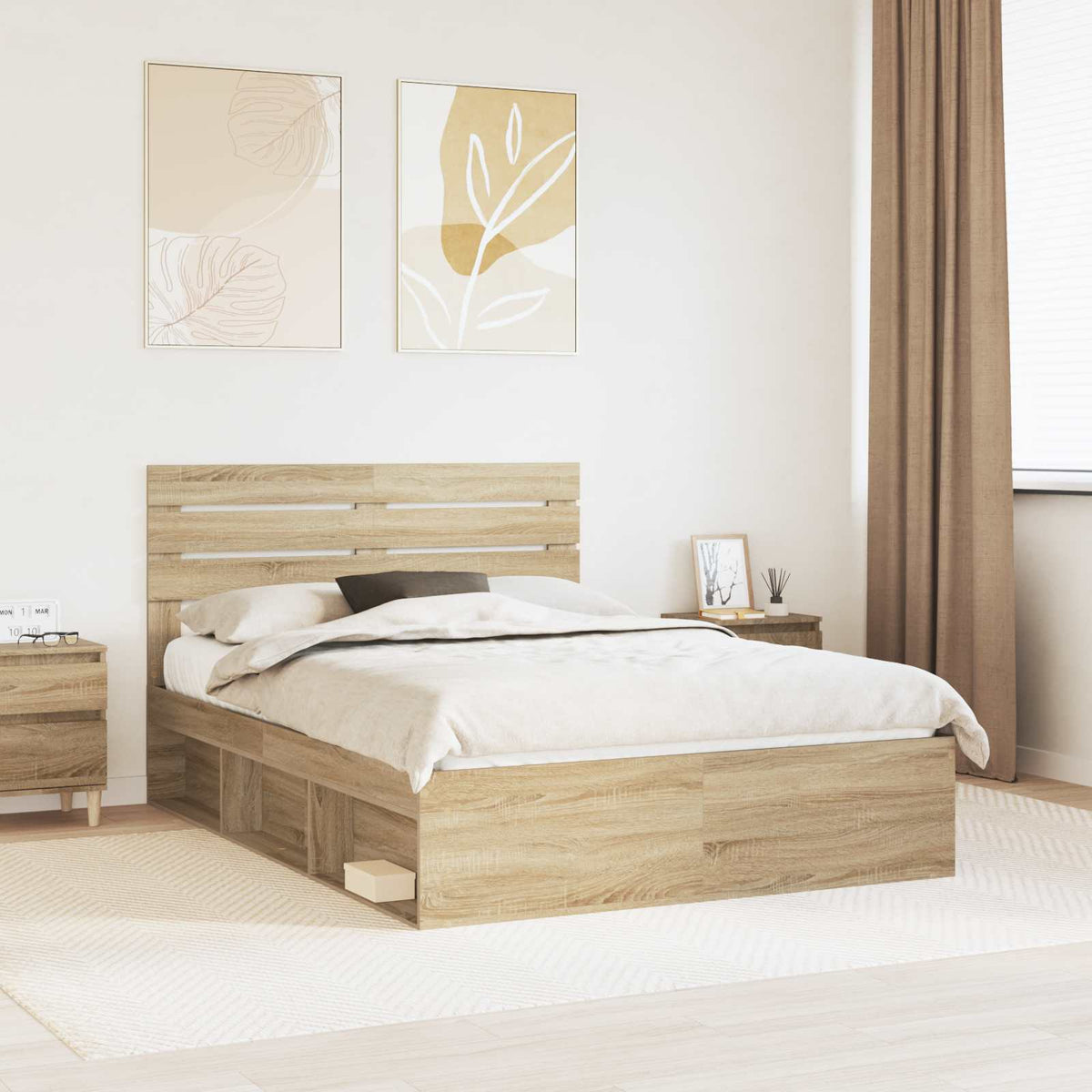 Bed Frame Solid Pine Wood Length 200 cm Sonoma Oak 150 cm