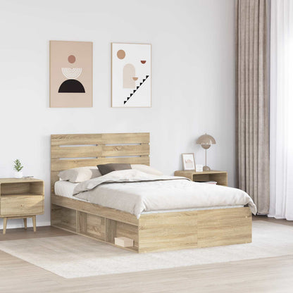 Bed Frame Solid Pine Wood Length 200 cm Sonoma Oak 120 cm