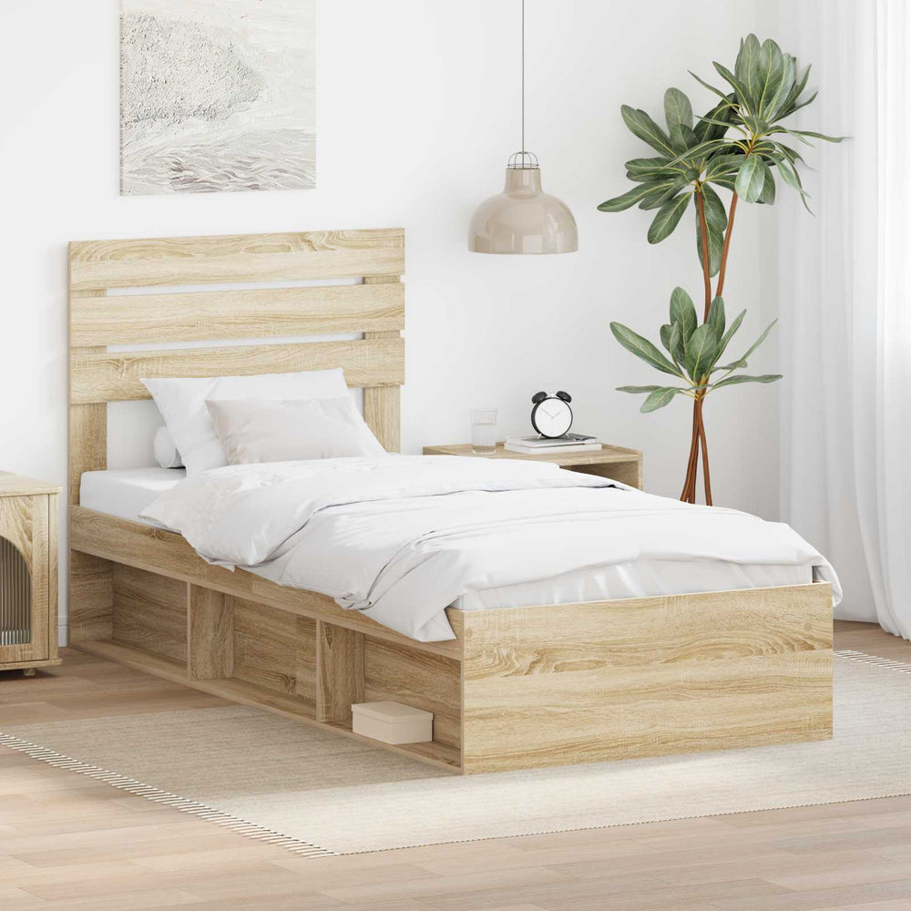 vidaXL Bed Frame Solid Pine Wood Length 200 cm Sonoma Oak