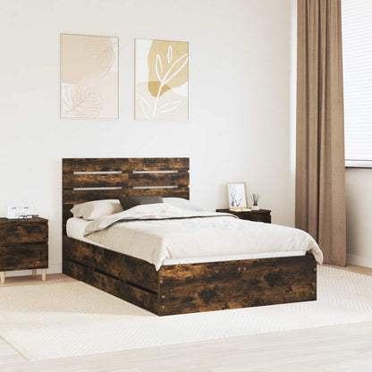 Bed Frame with Drawer Engineer Wood Length 190 cm Smoked oak 135 cm