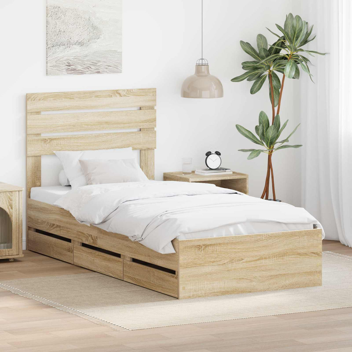 Bed Frame with Drawer Engineer Wood Length 190 cm Sonoma oak 75 cm