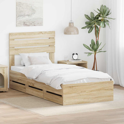 Bed Frame with Drawer Engineer Wood Length 190 cm Sonoma oak 75 cm