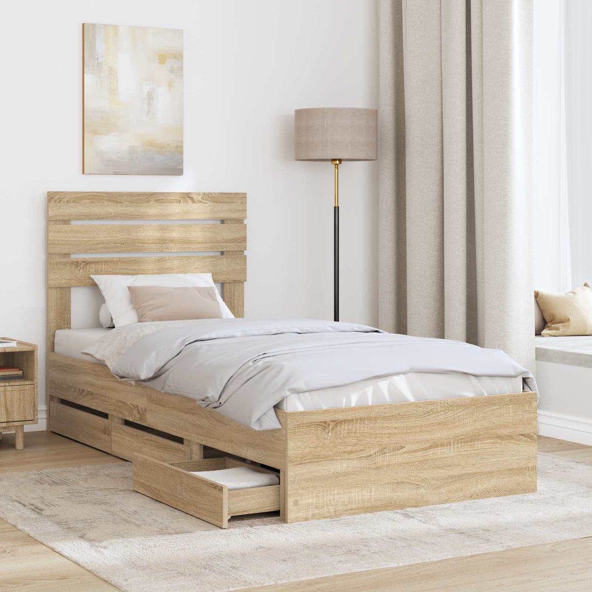 Bed Frame with Drawer Engineer Wood Length 190 cm Sonoma oak 75 cm
