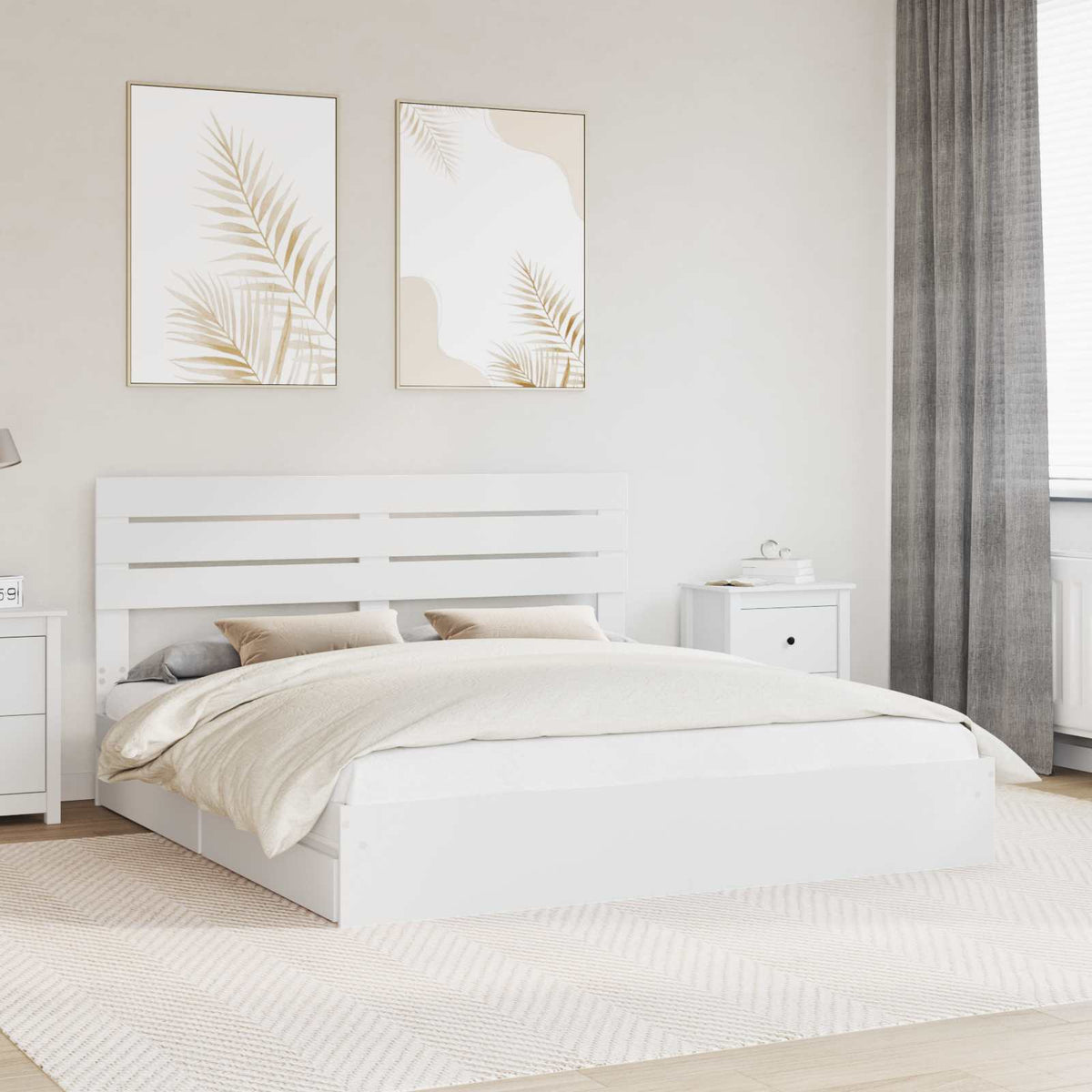 Storage Bed with Drawer Engineered Wood Length 200 cm White 180 cm