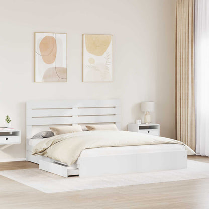Storage Bed with Drawer Engineered Wood Length 200 cm White 180 cm