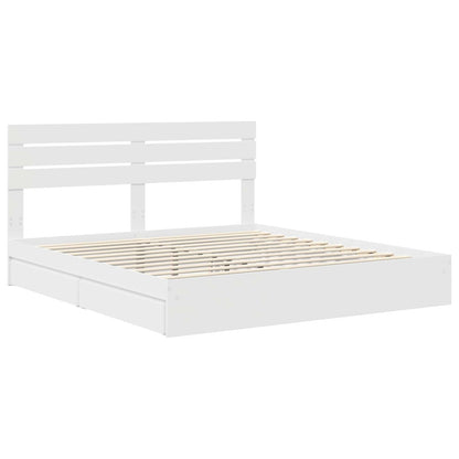 Storage Bed with Drawer Engineered Wood Length 200 cm White 180 cm