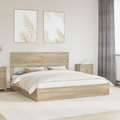 Storage Bed with Drawer Engineered Wood Length 200 cm Sonoma Oak 180 cm
