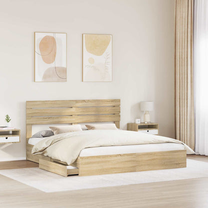 Storage Bed with Drawer Engineered Wood Length 200 cm Sonoma Oak 180 cm