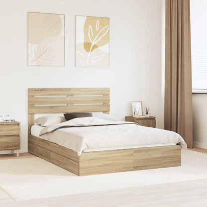 Storage Bed with Drawer Engineered Wood Length 200 cm Sonoma Oak 160 cm