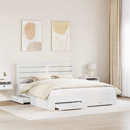 Bed Frame with Drawer Engineered Wood Length 200 cm White 180 cm