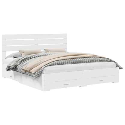 Bed Frame with Drawer Engineered Wood Length 200 cm White 180 cm