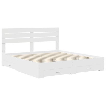 Bed Frame with Drawer Engineered Wood Length 200 cm White 180 cm
