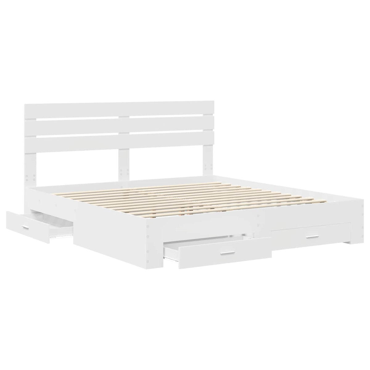 Bed Frame with Drawer Engineered Wood Length 200 cm White 180 cm