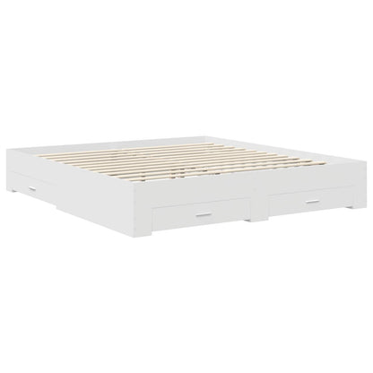 Bed Frame with Drawer Engineered Wood Length 200 cm White 180 cm