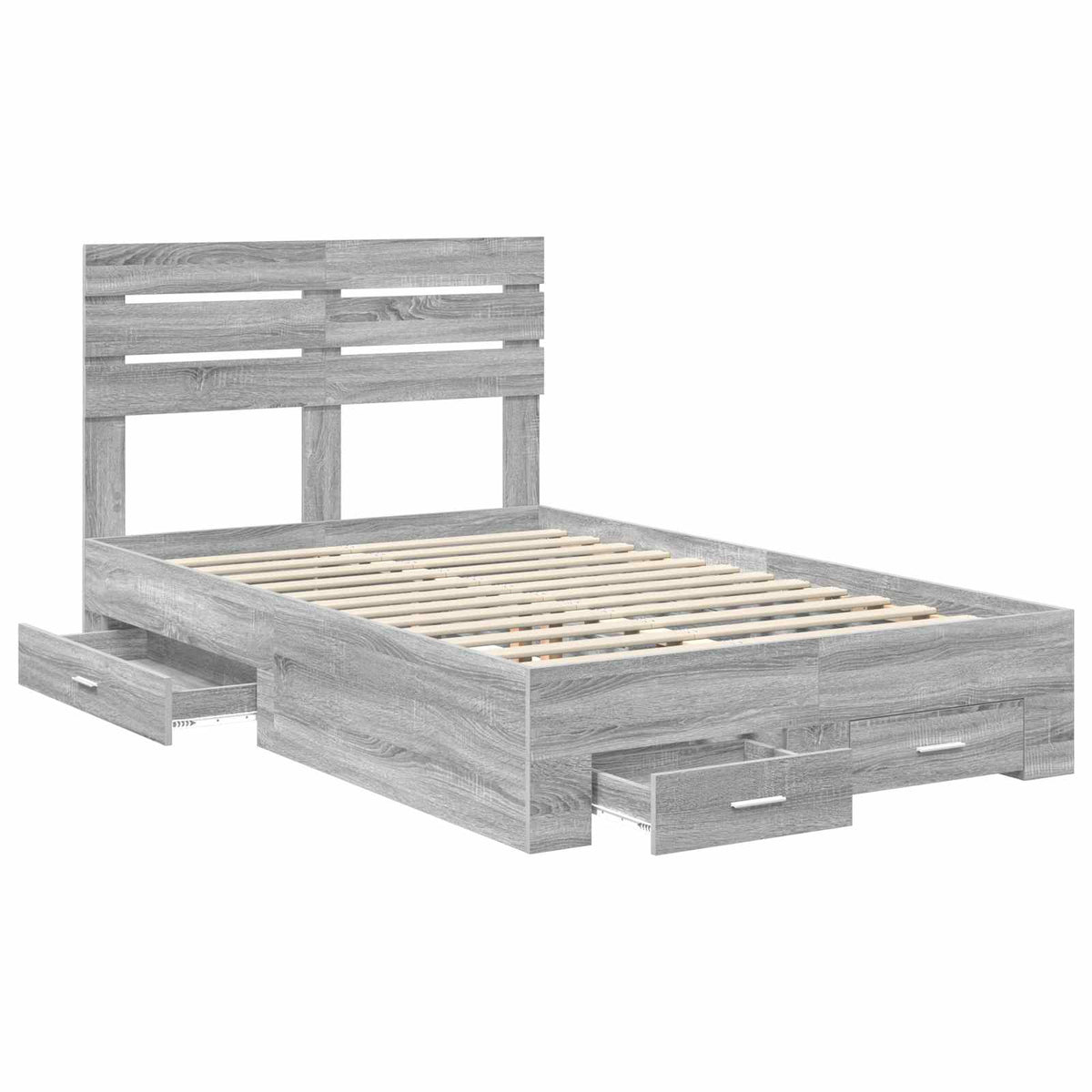 Bed Frame with Drawer Engineered Wood Length 200 cm Grey Sonoma 120 cm