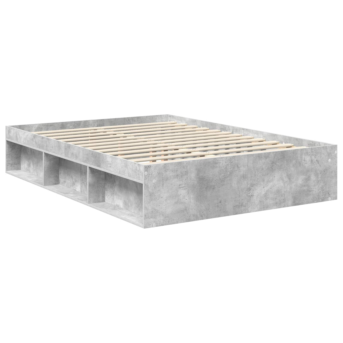 Bed Frame 135 x 190 cm Solid Pine Wood Concrete grey