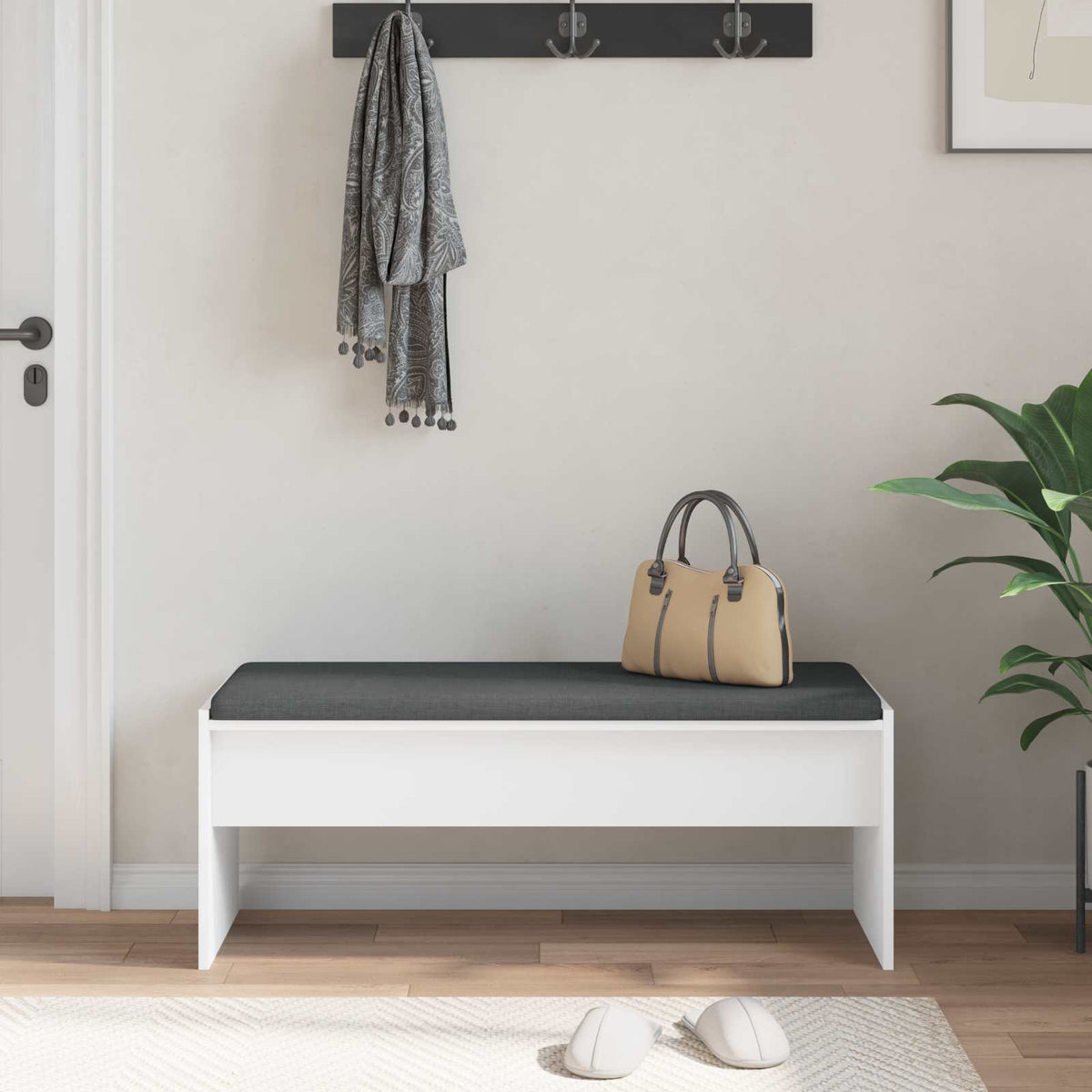Hall Bench with Cushion 103 x 38 x 40 cm White