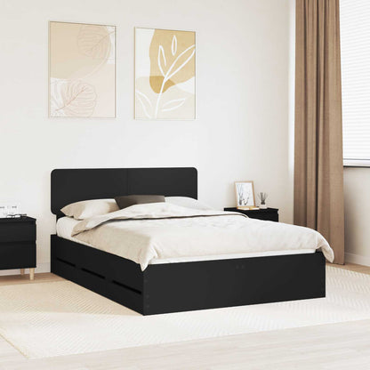 Bed Frame with Drawer Engineered Wood Length 200 cm Black 160 cm