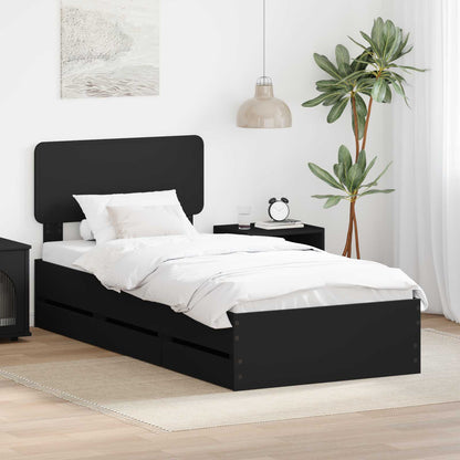 Bed Frame with Drawer Engineered Wood Length 200 cm Black 100 cm