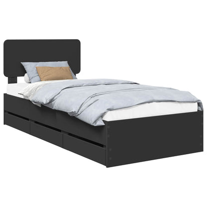Bed Frame with Drawer Engineered Wood Length 200 cm Black 100 cm