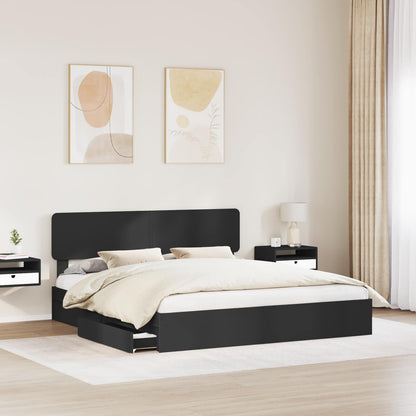 vidaXL Storage Bed with Drawer Black 200 x 200 cm Engineered Wood 3