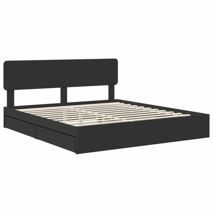 vidaXL Storage Bed with Drawer Black 200 x 200 cm Engineered Wood 4