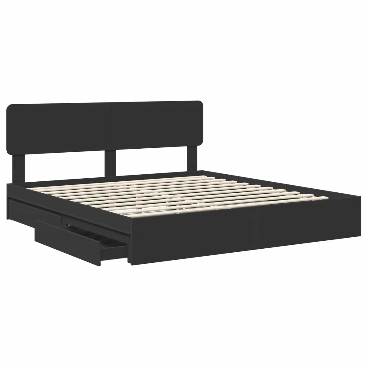 vidaXL Storage Bed with Drawer Black 200 x 200 cm Engineered Wood 5
