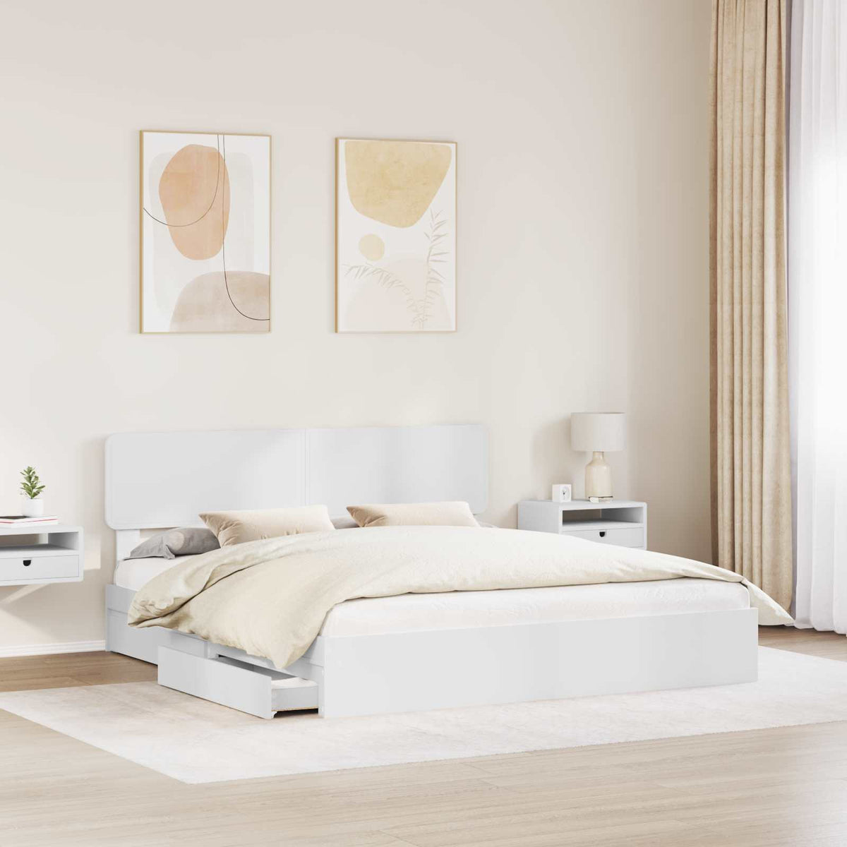 Storage Bed with Drawer Engineered Wood Length 200 cm White 180 cm