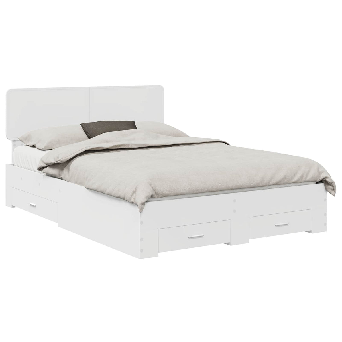 Bed Frame with Drawer 140 x 190 cm Engineered Wood White