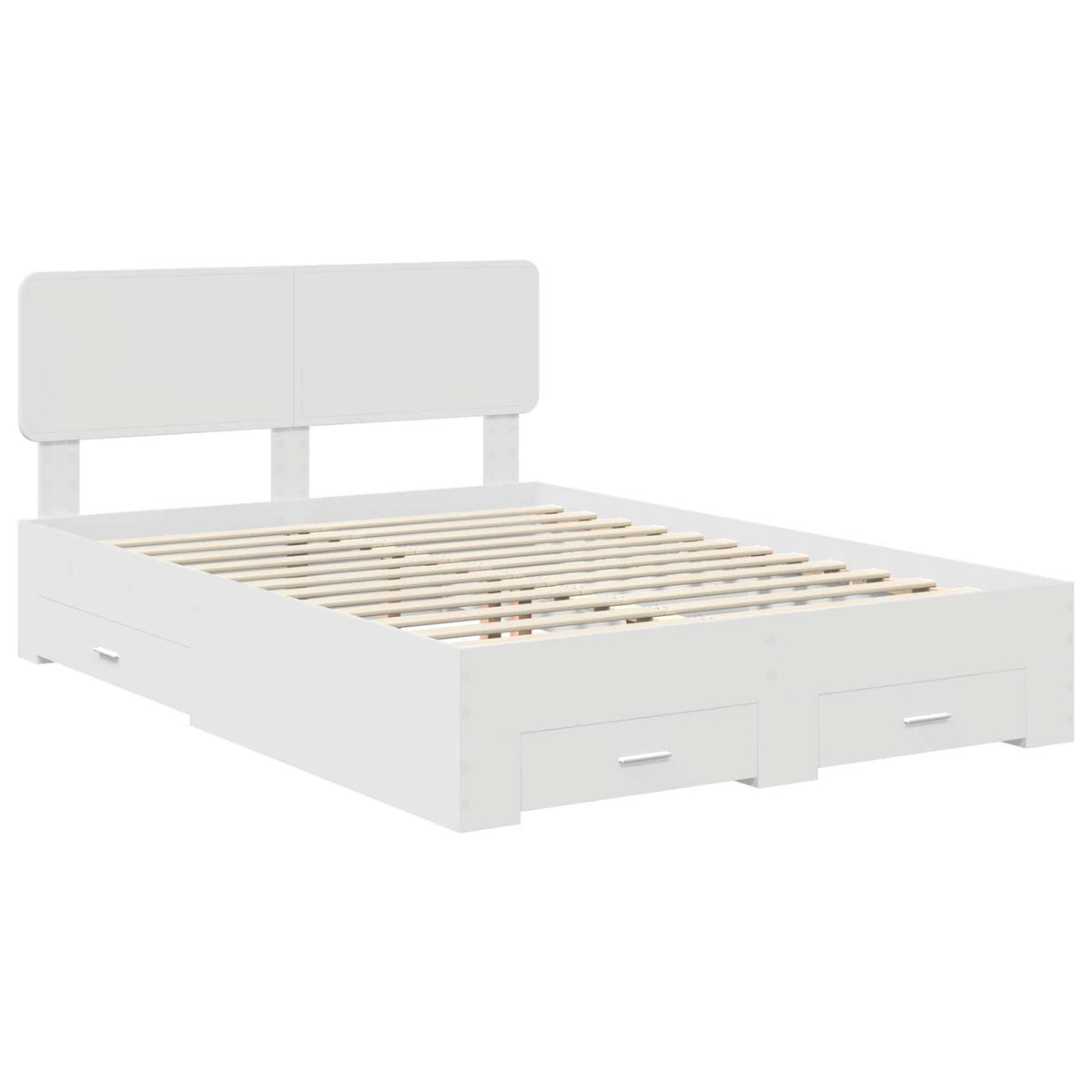 Bed Frame with Drawer 140 x 190 cm Engineered Wood White