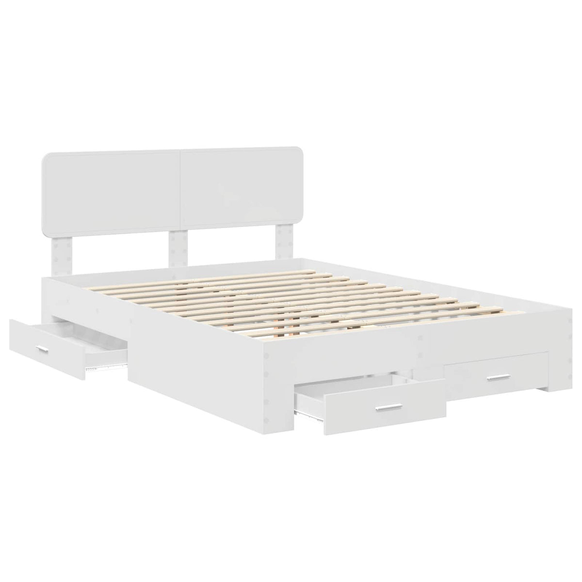 Bed Frame with Drawer 140 x 190 cm Engineered Wood White