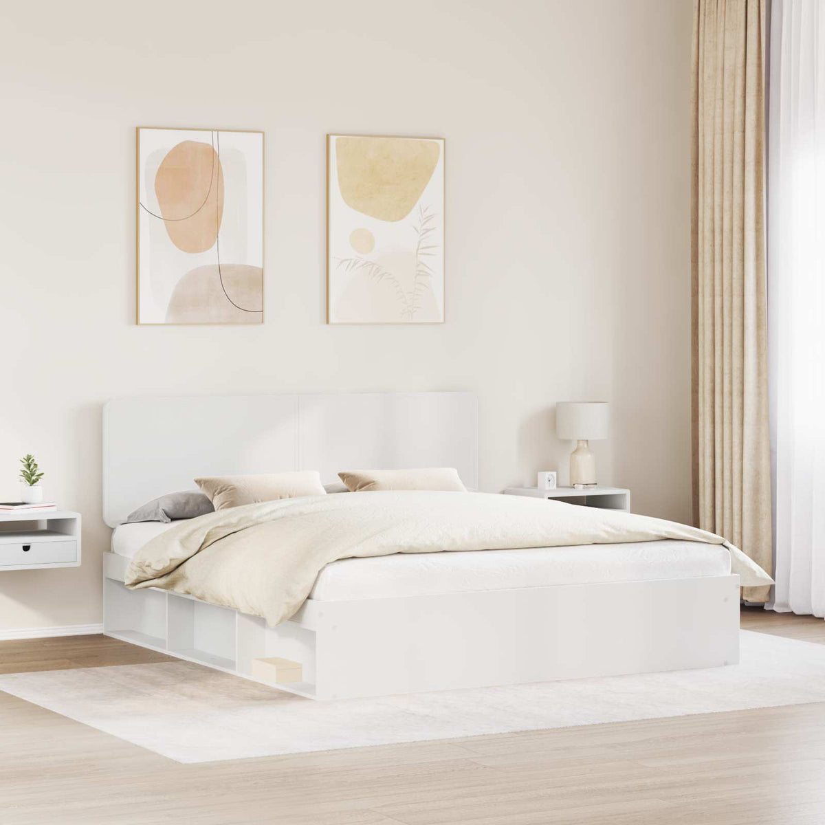 Bed Frame 200 x 200 cm Solid Pine Wood White